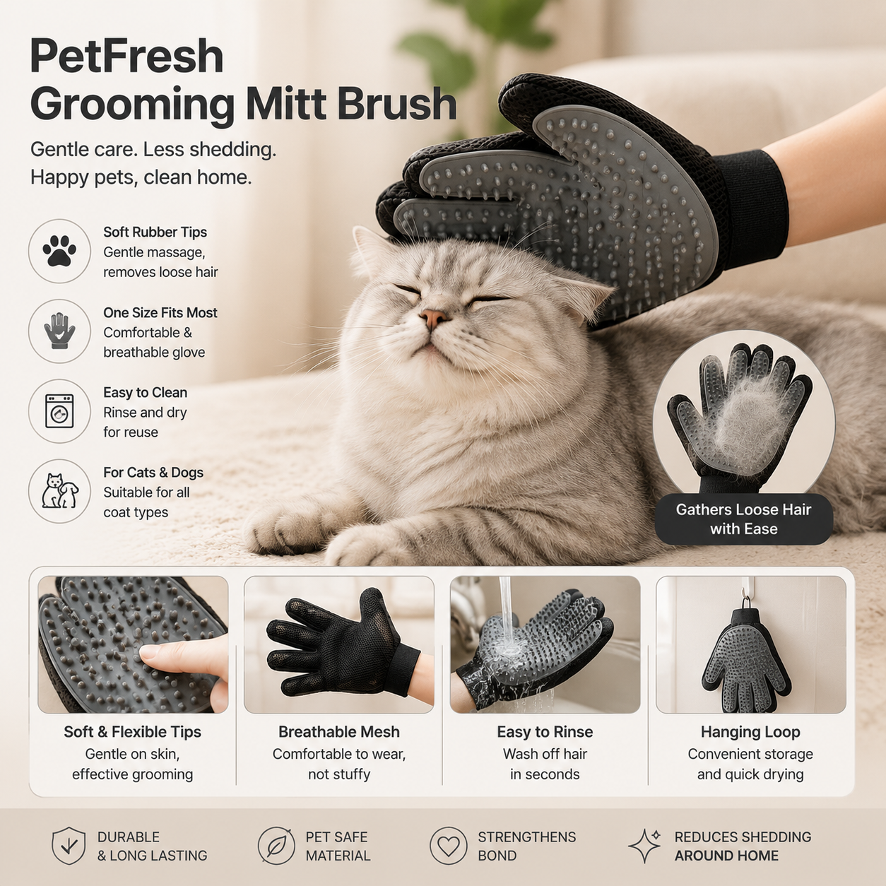 metaventralife™ PetFresh Grooming Mitt Brush